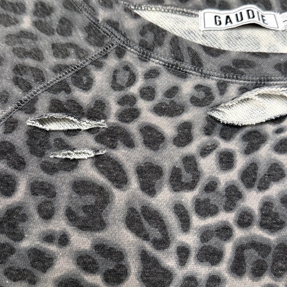 Black and Gray Distressed Cheetah Print Sweatshirt, Size Large - Picture 4 of 10